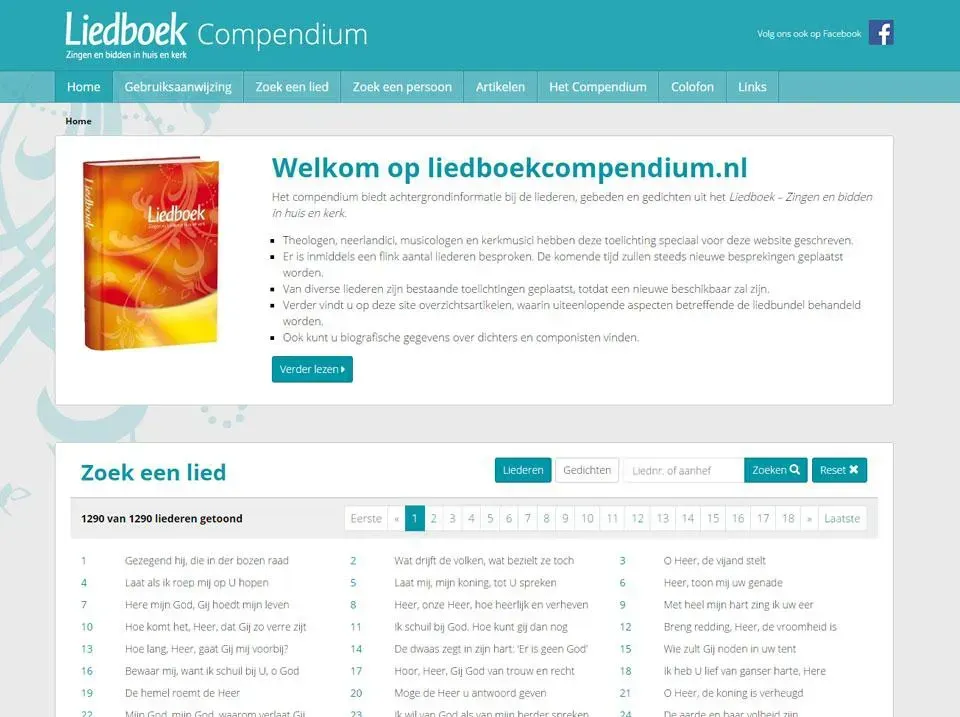 Grafisch ontwerp www.liedboekcompendium.nl