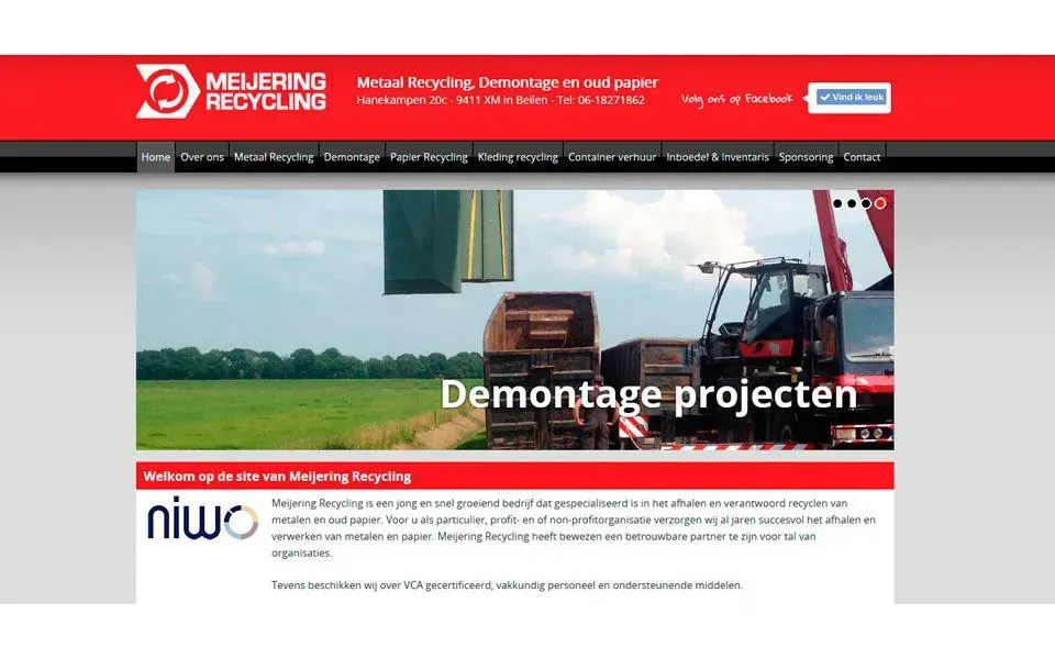 Onwerp website www.meijeringrecycling.nl